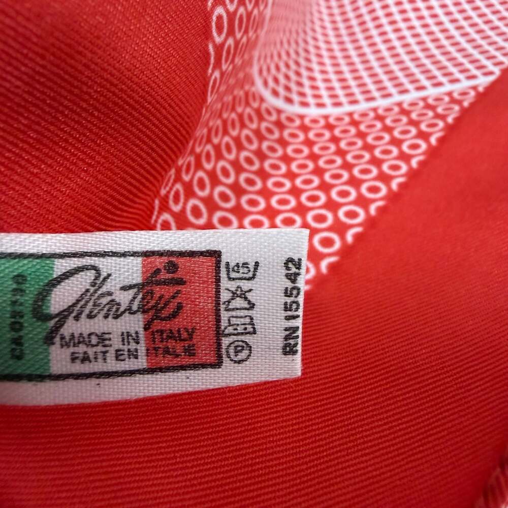 Glentex Vintage Red and White Mixed Pattern Geometric Square Scarf - Picture 3 of 4